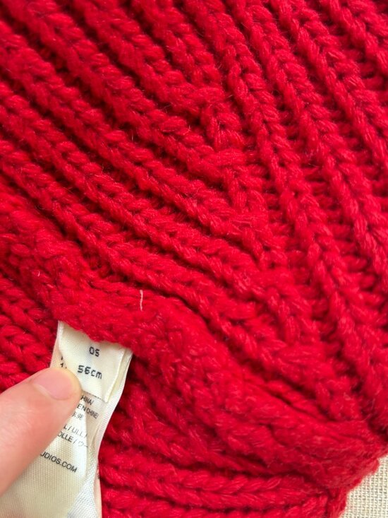 Acne Studios Red Smiley Face Knit Beanie